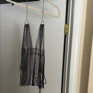 Elegant Black Chain Fringe Necklace